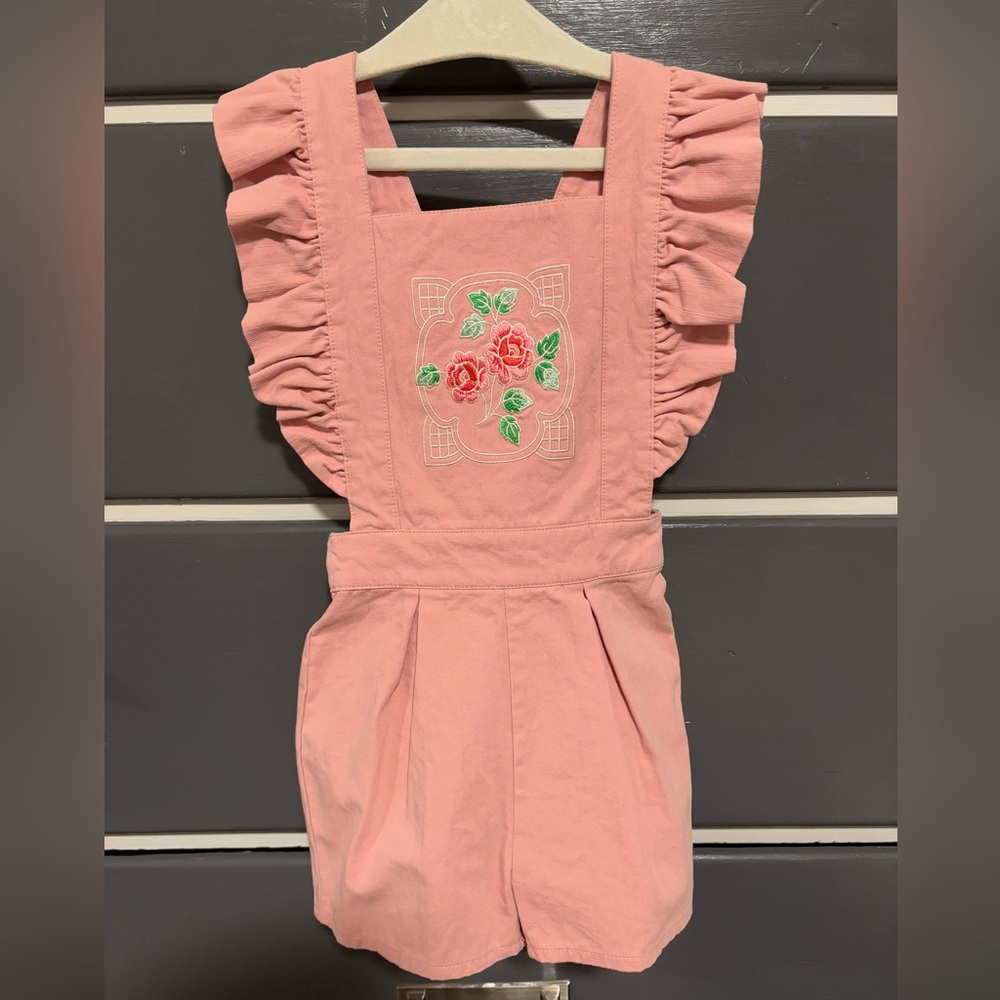 NWT ROCK YOUR KID pink rose romper size 4.
